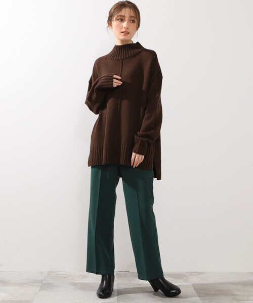 DRESKIP（ドレスキップ）の「◆センターシームゆるタートルニット（ニット/セーター・レディース・ブラック/ダークブラウン/グリーン/ライトベージュ・02/03）」の6枚目の写真