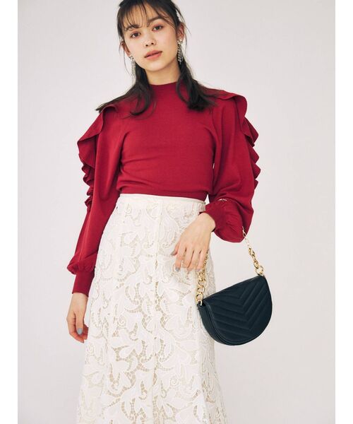 MERCURYDUO(マーキュリーデュオ)の「2WAYオープンショルダーラッフルニット(ニット/セーター・レディース・ブラック/パープル/レッド/オフホワイト・FREE)」の21枚目の写真