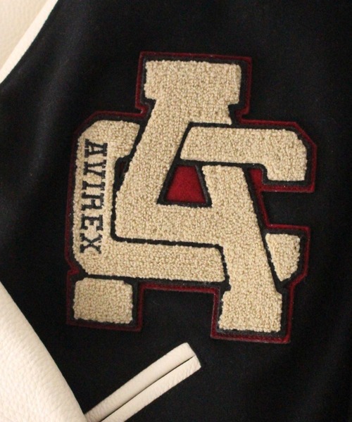 AVIREX(アヴィレックス)の「【直営店限定】2TONE VARSITY JACKET ALL STARS / 2トーン ヴァーシティ ジャケット オールスターズ / アヴィレックス / AVIREX(スタジャン・メンズ・ブラック・MEDIUM/LARGE/X-LARGE/XX-LARGE)」の9枚目の写真