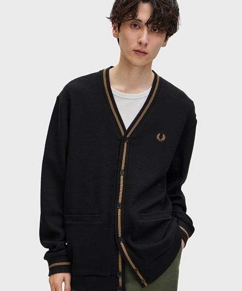Tipped Pique Texture Cardigan／ピケテクスチャーカーディガン