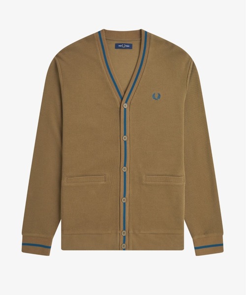 セール】Tipped Pique Texture Cardigan／ピケテクスチャー