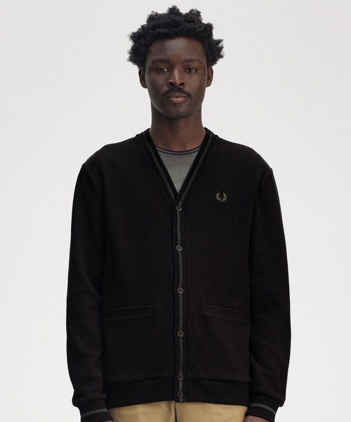 【FRED PERRY】ティップド ピケカーディガン ☆関税送料込み☆ FRED PERRY】ティップド ピケカーディガン ☆関税送料込み