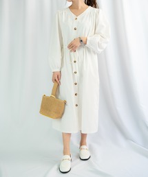 Loco Ocean（ロコオーシャン）の「リネン混 ブラウジングギャザーワンピース（シャツワンピース・レディース）」