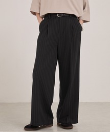 EMMA CLOTHES | TRストレッチスーツ地 ストレート 1タック センタープレス ワイドパンツ/スラックス(スラックス)