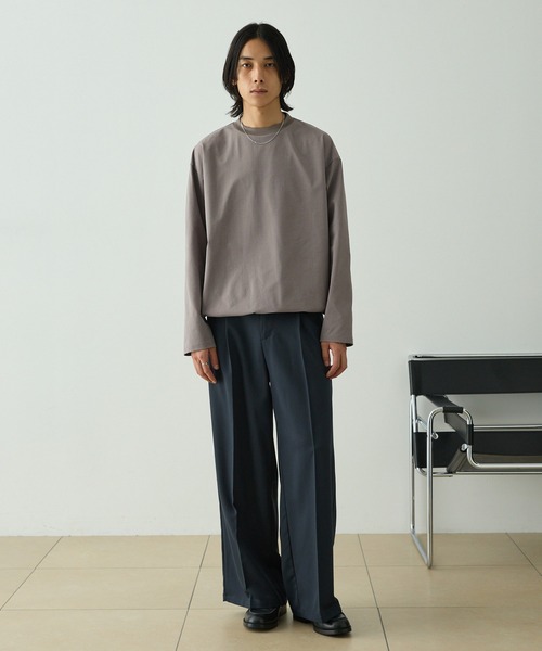 HERMES ウール タック センタープレス ストレート パンツ スラックス HERMES - HERMES ウール タック センタープレス ストレート
