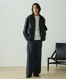 EMMA CLOTHES（エマクローズ）の「TRストレッチスーツ地 ストレート 1タック センタープレス ワイドパンツ スラックス（スラックス）」