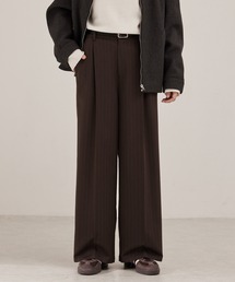 EMMA CLOTHES（エマクローズ）の「TRストレッチスーツ地 ストレート 1タック センタープレス ワイドパンツ スラックス（スラックス）」