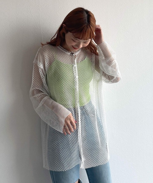 w closet(ダブルクローゼット)の「メッシュクルーネックカーデ(その他トップス・レディース・オフホワイト/アイボリー・FREE)」の13枚目の写真