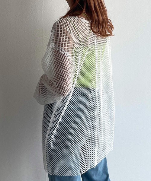 w closet(ダブルクローゼット)の「メッシュクルーネックカーデ(その他トップス・レディース・オフホワイト/アイボリー・FREE)」の19枚目の写真