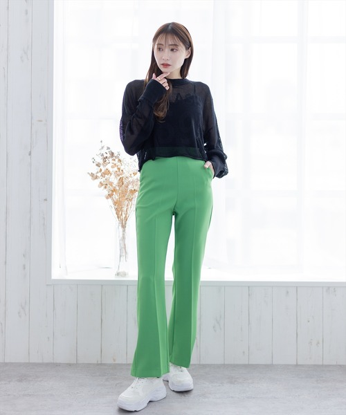 clear（クリア）の「×ストレッチカラーセミフレアパンツ（スラックス・レディース・ブラック/ピンク/オレンジ/アイボリー/グレー系その他/グリーン系その他4/オリーブ/テラコッタ/グリーン/サーモンピンク・S/M）」の12枚目の写真