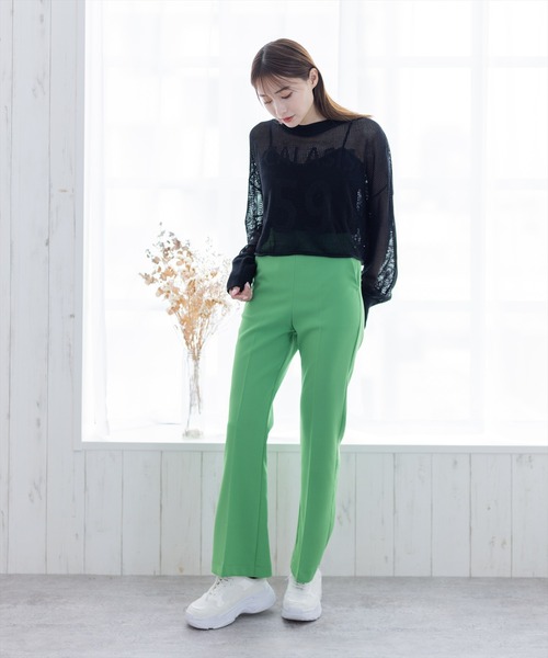 clear（クリア）の「×ストレッチカラーセミフレアパンツ（スラックス・レディース・ブラック/ピンク/オレンジ/アイボリー/グレー系その他/グリーン系その他4/オリーブ/テラコッタ/グリーン/サーモンピンク・S/M）」の16枚目の写真