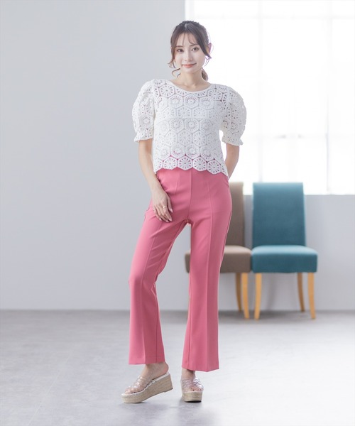 clear（クリア）の「×ストレッチカラーセミフレアパンツ（スラックス・レディース・ブラック/ピンク/オレンジ/アイボリー/グレー系その他/グリーン系その他4/オリーブ/テラコッタ/グリーン/サーモンピンク・S/M）」の20枚目の写真