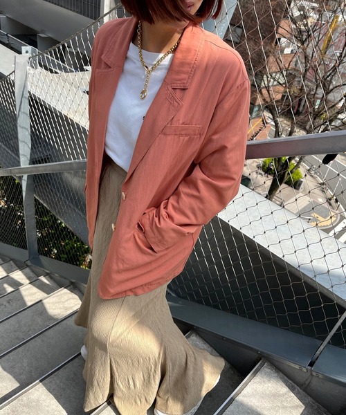 ＪＵＧＬＡＮＳ（ユグランス）の「☆ 【CHIGNON】ウオッシュ加工シングルジャケット　4621-046（テーラードジャケット・レディース・オレンジ/カーキ・FREE）」の2枚目の写真