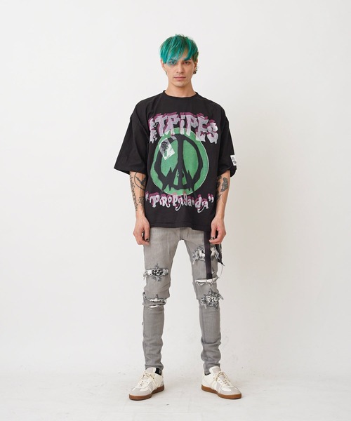 OVER THE STRIPES（オーバーザストライプス）の「OVER THE STRiPES x PROPA9ANDA PEACE EYE BIG TEE ピースアイビックTシャツ（Tシャツ/カットソー・メンズ・ホワイト/ブラック・FREE）」の2枚目の写真