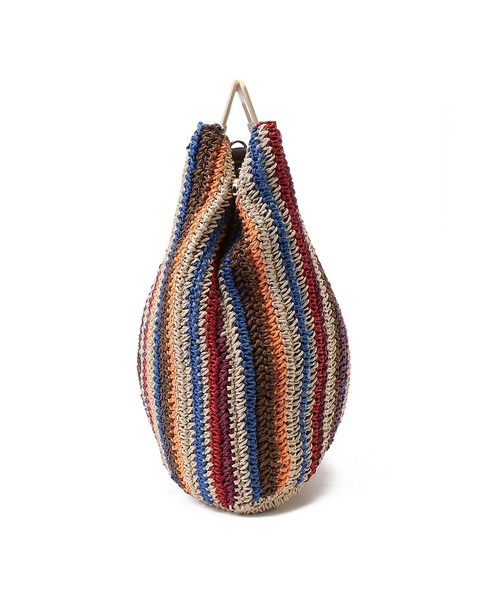 Via Demizon（ビアデミゾン）の「カラーコンビ編み上げカゴバッグ（かごバッグ・レディース・ブラウン/イエロー/ブルー・フリー）」の6枚目の写真