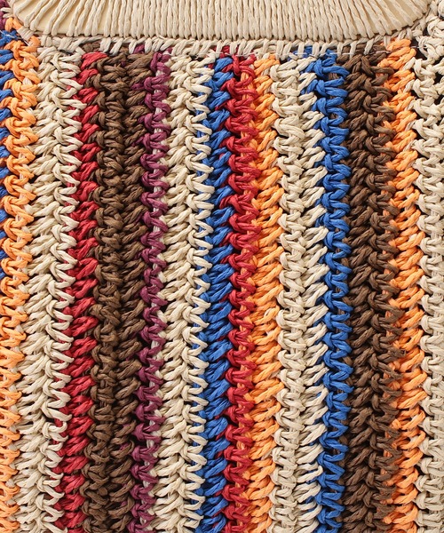 Via Demizon（ビアデミゾン）の「カラーコンビ編み上げカゴバッグ（かごバッグ・レディース・ブラウン/イエロー/ブルー・フリー）」の9枚目の写真