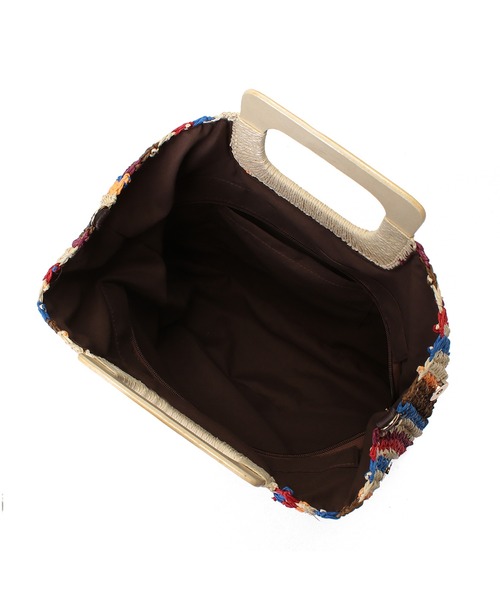 Via Demizon（ビアデミゾン）の「カラーコンビ編み上げカゴバッグ（かごバッグ・レディース・ブラウン/イエロー/ブルー・フリー）」の11枚目の写真