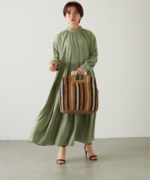 Via Demizon（ビアデミゾン）の「カラーコンビ編み上げカゴバッグ（かごバッグ・レディース・ブラウン/イエロー/ブルー・フリー）」の15枚目の写真