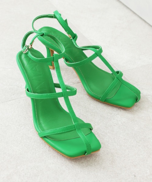 VIVIAN（ヴィヴィアン）の「スクエアトゥ華奢Ｔストラップサンダル（サンダル・レディース・ブラック/グリーン/アイボリー/キャメル/オリーブ×ブラック/ブルー/シルバー・LL/S/M/L）」の15枚目の写真