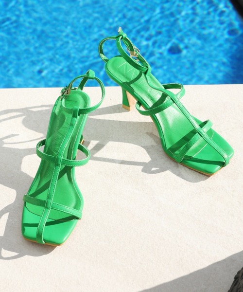 VIVIAN（ヴィヴィアン）の「スクエアトゥ華奢Ｔストラップサンダル（サンダル・レディース・ブラック/グリーン/アイボリー/キャメル/オリーブ×ブラック/ブルー/シルバー・LL/S/M/L）」の16枚目の写真