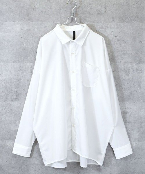 Anytime Songs(エニータイムソングス)の「ポリストレッチ ドロップショルダーLSシャツ(シャツ/ブラウス・メンズ・イエロー/グリーン/チャコールグレー/サックスブルー/ホワイト/ネイビー/パープル/ブラック/グレイッシュベージュ・X-LARGE/LARGE/MEDIUM)」の1枚目の写真