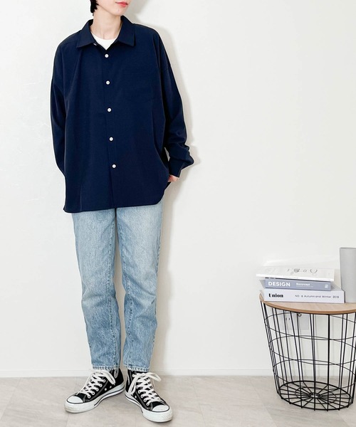 Anytime Songs(エニータイムソングス)の「ポリストレッチ ドロップショルダーLSシャツ(シャツ/ブラウス・メンズ・イエロー/グリーン/チャコールグレー/サックスブルー/ホワイト/ネイビー/パープル/ブラック/グレイッシュベージュ・X-LARGE/LARGE/MEDIUM)」の18枚目の写真