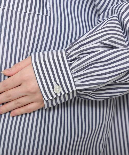 Cutie Blonde(キューティーブロンド)の「◆カラーストライプBIGシャツ(シャツ/ブラウス・レディース・グリーン系その他4/ブラック系2/ネイビー系7/ブルー系2・00)」の11枚目の写真