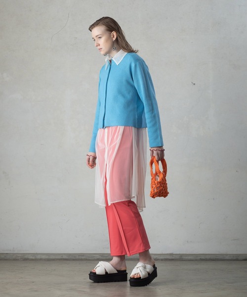 AS KNOW AS PINKY（アズノゥアズピンキー）の「色加えてチュールシャツワンピース（シャツワンピース・レディース・オフホワイト/ブラック/ライトピンク・FREE）」の4枚目の写真