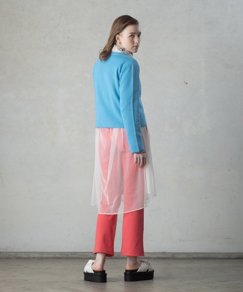 AS KNOW AS PINKY（アズノゥアズピンキー）の「色加えてチュールシャツワンピース（シャツワンピース・レディース・オフホワイト/ブラック/ライトピンク・FREE）」の5枚目の写真