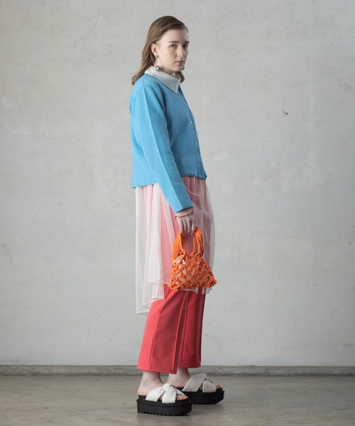 AS KNOW AS PINKY（アズノゥアズピンキー）の「色加えてチュールシャツワンピース（シャツワンピース・レディース・オフホワイト/ブラック/ライトピンク・FREE）」の7枚目の写真