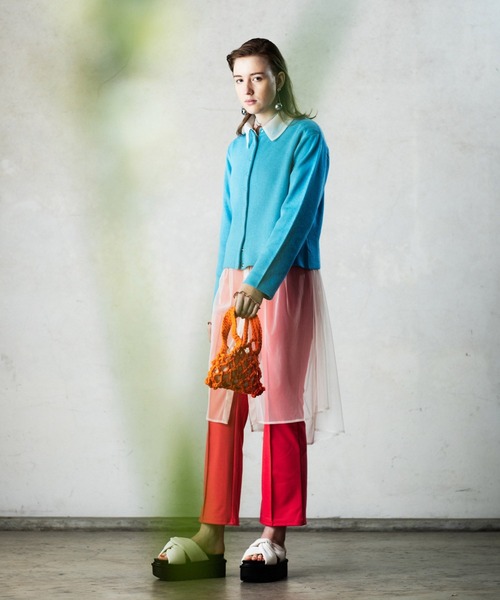 AS KNOW AS PINKY（アズノゥアズピンキー）の「色加えてチュールシャツワンピース（シャツワンピース・レディース・オフホワイト/ブラック/ライトピンク・FREE）」の8枚目の写真