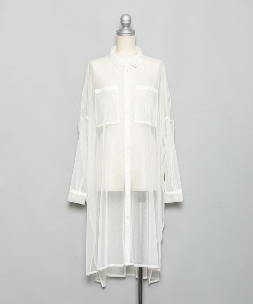 AS KNOW AS PINKY（アズノゥアズピンキー）の「色加えてチュールシャツワンピース（シャツワンピース・レディース・オフホワイト/ブラック/ライトピンク・FREE）」の9枚目の写真