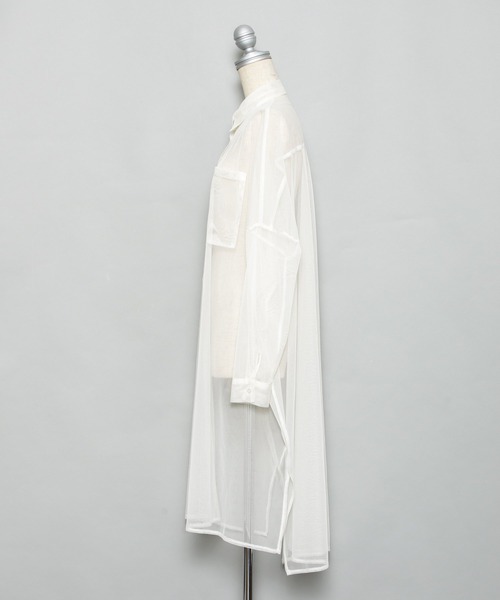 AS KNOW AS PINKY（アズノゥアズピンキー）の「色加えてチュールシャツワンピース（シャツワンピース・レディース・オフホワイト/ブラック/ライトピンク・FREE）」の10枚目の写真