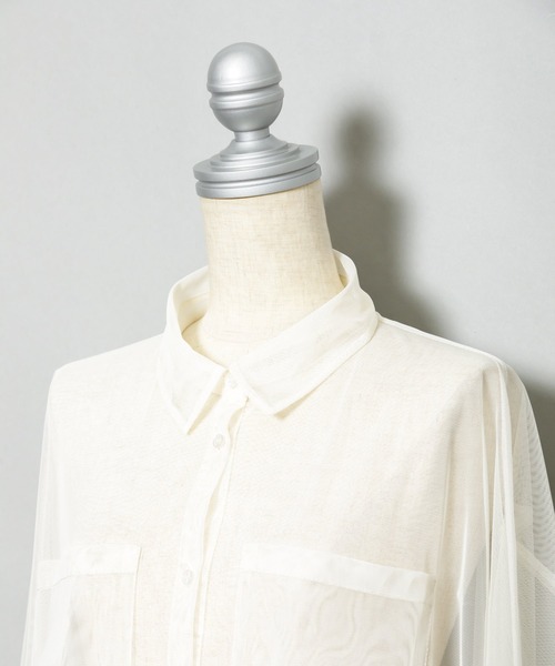 AS KNOW AS PINKY（アズノゥアズピンキー）の「色加えてチュールシャツワンピース（シャツワンピース・レディース・オフホワイト/ブラック/ライトピンク・FREE）」の12枚目の写真