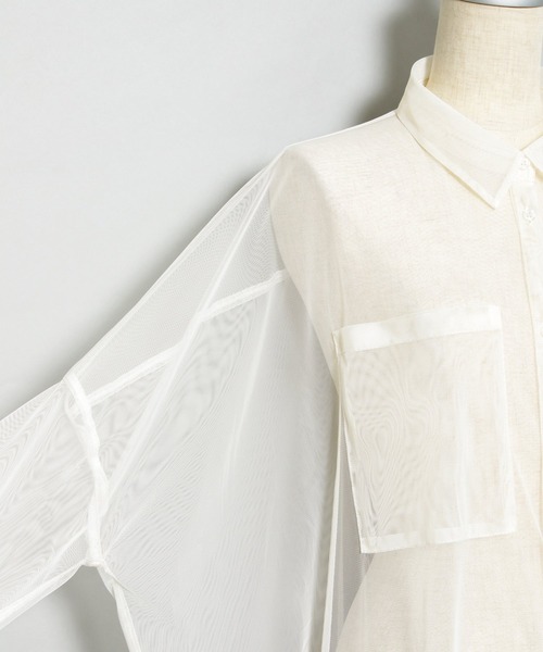 AS KNOW AS PINKY（アズノゥアズピンキー）の「色加えてチュールシャツワンピース（シャツワンピース・レディース・オフホワイト/ブラック/ライトピンク・FREE）」の16枚目の写真