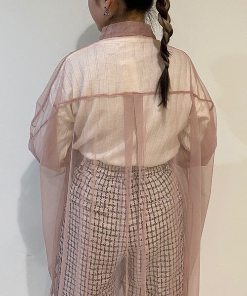 AS KNOW AS PINKY（アズノゥアズピンキー）の「色加えてチュールシャツワンピース（シャツワンピース・レディース・オフホワイト/ブラック/ライトピンク・FREE）」の22枚目の写真