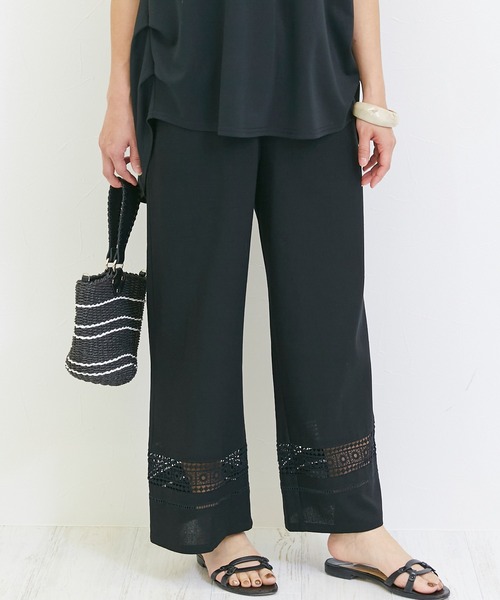 INCEDE（インシード）の「リネン混 レース切り替えイージーワイドパンツ（その他パンツ・レディース・ブラック/ブラウン/ベージュ・3L/LL/M/4L/L）」の10枚目の写真