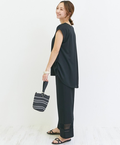 INCEDE（インシード）の「リネン混 レース切り替えイージーワイドパンツ（その他パンツ・レディース・ブラック/ブラウン/ベージュ・3L/LL/M/4L/L）」の15枚目の写真