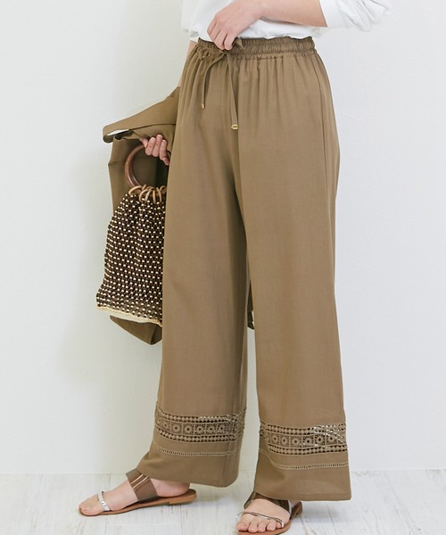 INCEDE（インシード）の「リネン混 レース切り替えイージーワイドパンツ（その他パンツ・レディース・ブラック/ブラウン/ベージュ・3L/LL/M/4L/L）」の18枚目の写真