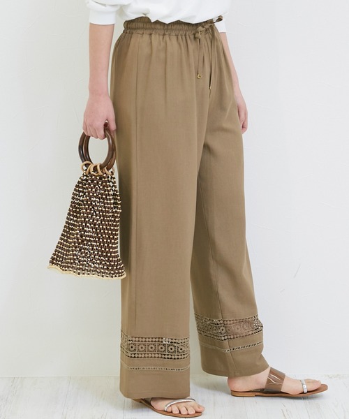 INCEDE（インシード）の「リネン混 レース切り替えイージーワイドパンツ（その他パンツ・レディース・ブラック/ブラウン/ベージュ・3L/LL/M/4L/L）」の19枚目の写真
