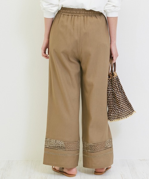 INCEDE（インシード）の「リネン混 レース切り替えイージーワイド