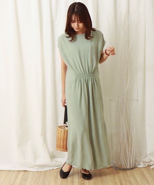 libelle more（リベル モア）の「楊柳プリーツスムース　プチハイネックワンピース（ワンピース・レディース・ブラック/ブラウン/ライトカーキ/グレイッシュベージュ・M/L）」の16枚目の写真