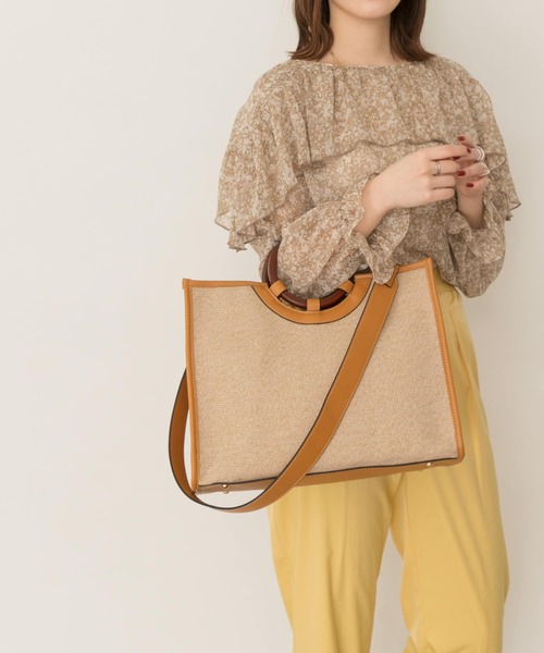 RODE SKO(ロデスコ)の「ウッドハンドルスクエアトートバッグ(トートバッグ・レディース・ブラウン/グレー系その他/マスタード・ONE)」の16枚目の写真