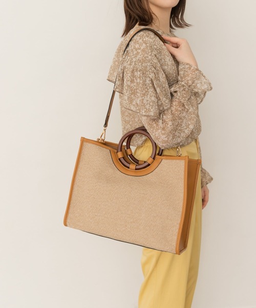 RODE SKO(ロデスコ)の「ウッドハンドルスクエアトートバッグ(トートバッグ・レディース・ブラウン/グレー系その他/マスタード・ONE)」の10枚目の写真