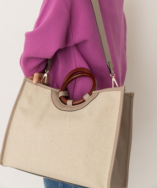 RODE SKO(ロデスコ)の「ウッドハンドルスクエアトートバッグ(トートバッグ・レディース・ブラウン/グレー系その他/マスタード・ONE)」の21枚目の写真