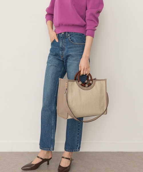 RODE SKO(ロデスコ)の「ウッドハンドルスクエアトートバッグ(トートバッグ・レディース・ブラウン/グレー系その他/マスタード・ONE)」の11枚目の写真