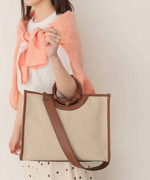 RODE SKO(ロデスコ)の「ウッドハンドルスクエアトートバッグ(トートバッグ・レディース・ブラウン/グレー系その他/マスタード・ONE)」の20枚目の写真