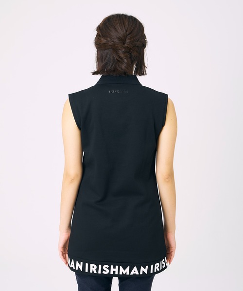 IRISHMAN（アイリッシュマン）の「ロゴスリーブレスポロシャツ（ポロシャツ・レディース・ブラック/ホワイト・M/S）」の8枚目の写真