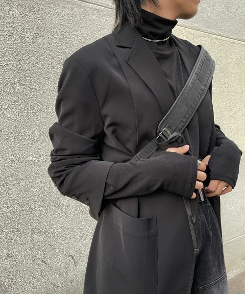 Chikashitsu +(チカシツプラス)の「【Chikashitsu +/チカシツプラス】double jacket/ダブルジャケット オーバーサイズジャケット(テーラードジャケット・メンズ・ブラック/アイボリー/チェック・M/L)」の11枚目の写真