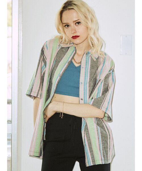 jouetie(ジュエティ)の「テレコブラトップ(キャミソール・レディース・オレンジ/ブラック/ブルー/グリーン・MEDIUM)」の1枚目の写真